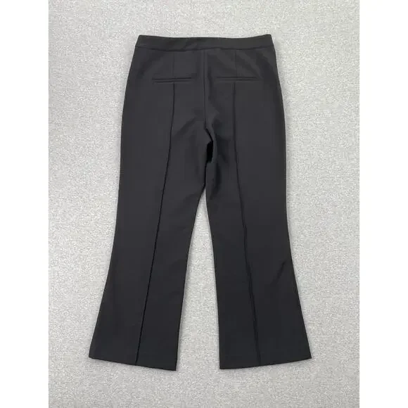 VINCE Mid Rise Pintuck Crop Flare Pant Womens Size 10 Black Pleated Quiet Luxury